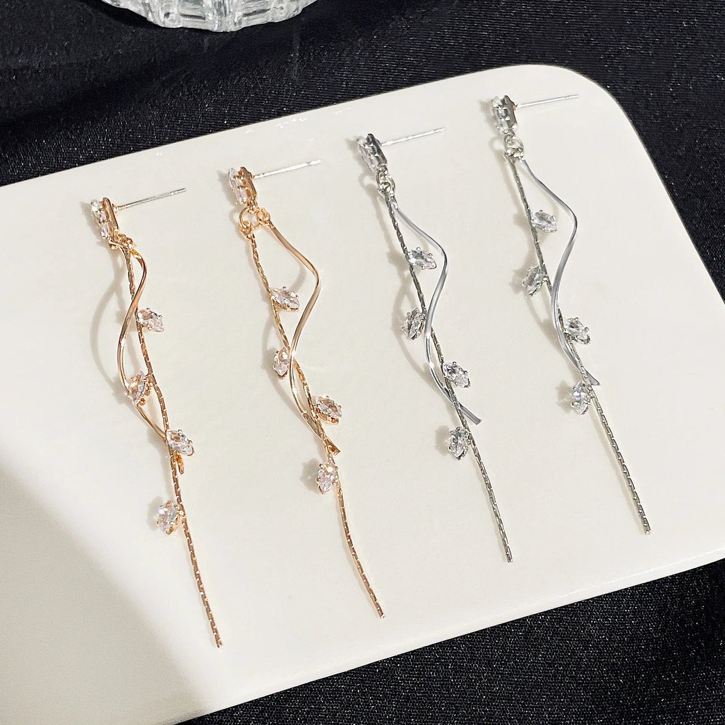 Franse Luxe Lange Zirkoon Oorbellen